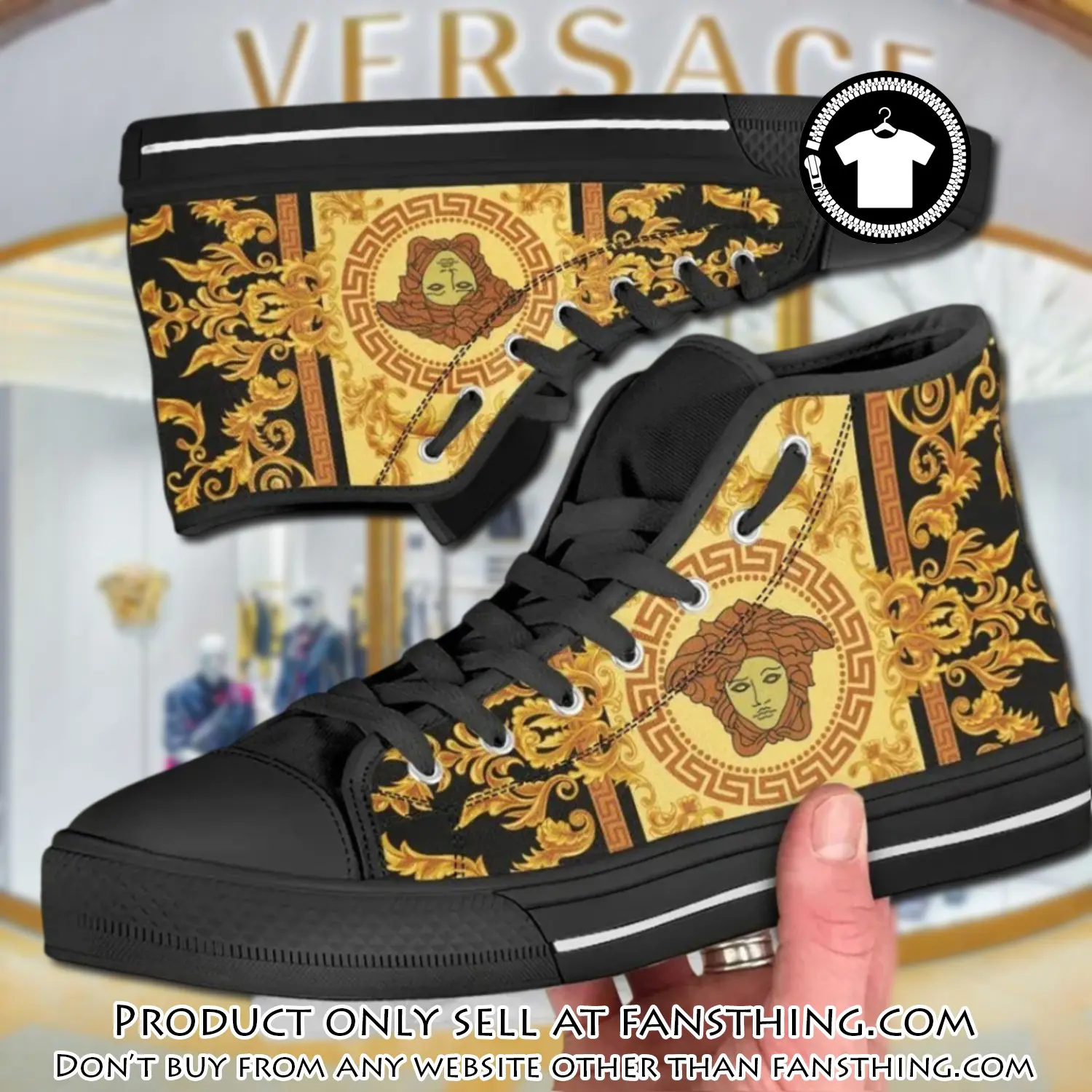 Versace medusa high top canvas shoes luxury brand gifts for men women fst5205717